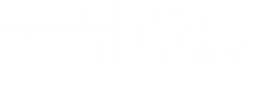 O&M Logo + LIFE TAKES CARE - White